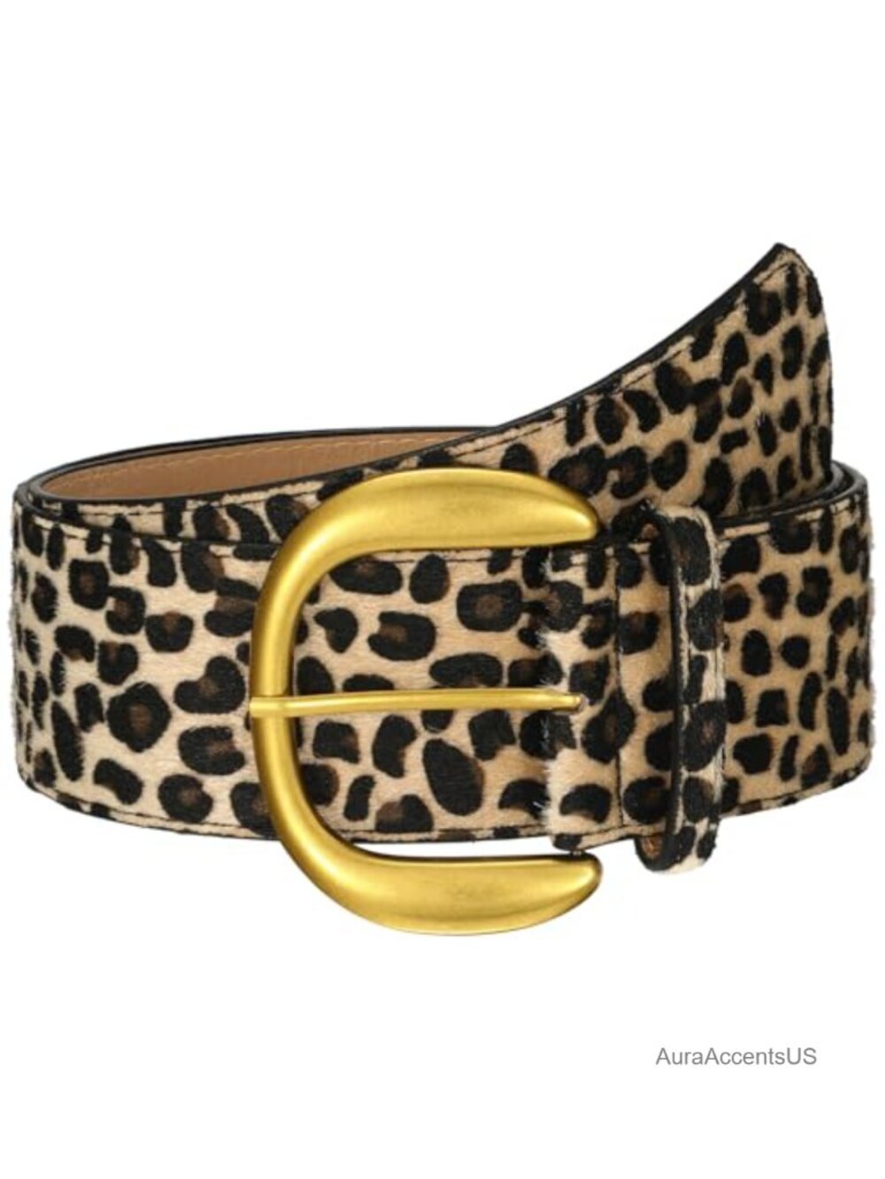 Women Chunky Suede Leather Wide Belt Gold Buckle Dress Waist